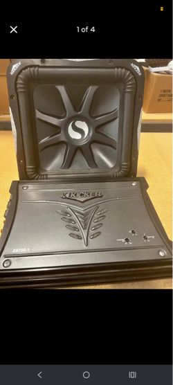 Kicker Solo-Baric L7 square subwoofer paired with a Kicker ZX750.1 mono amplifier