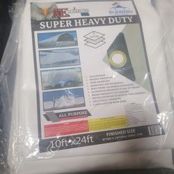 10ft × 24ft Super Heavy Duty White Tarp 