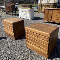 Two Oak Nightstands 