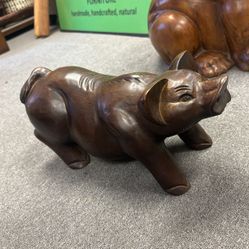 Pig Figurine Teak Wood