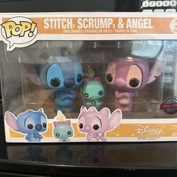 Stitch, Scrump and Angel special edition Funko pop
