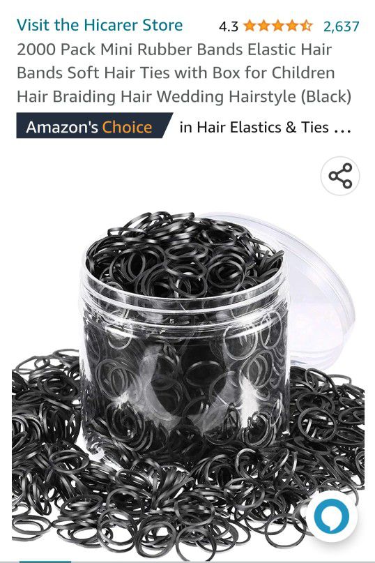 Visit the Hicarer Store

4.3 4.3 out of 5 stars 2,637Reviews

2000 Pack Mini Rubber Bands Elastic Hair Bands Soft Hair Ties with Box for Children Hair