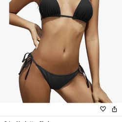 SHEKINI Women's Tie Side Bottom Padded Top Triangle Bikini Bathing Suit