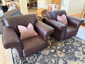 Plum leather chairs (set of 2)