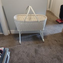 Vintage Wicker Bassinet With Legs