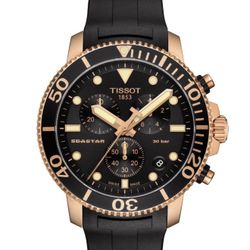Swiss made - Tissot Seastar 1000 Chronograph Black & Rose Gold – 300M Diver