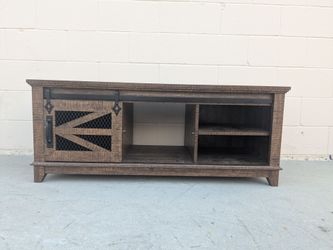 Rustic Farmhouse TV Stand with Sliding Barn Door