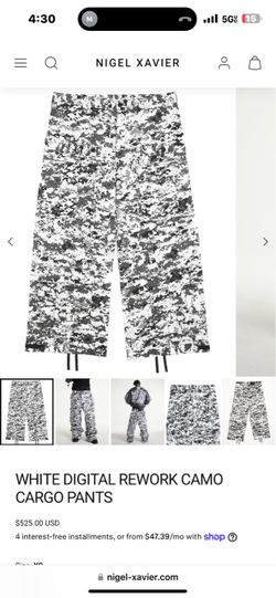 White digital rework camo pants
