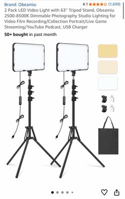 2-Pack LED Video Light with Tripod Stand
