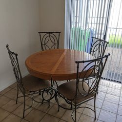 Wood /Steel Table And Chairs