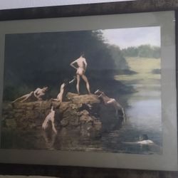 Thomas Eakins -  Swimming, Framed Print 34.5" x 27.75"
