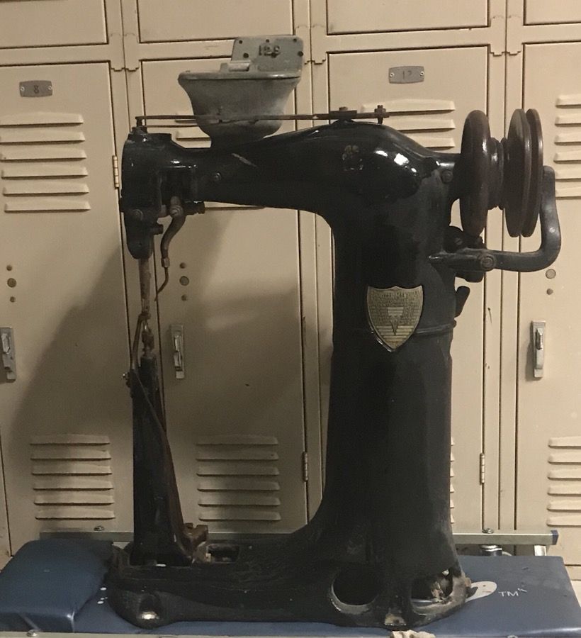 1897 Puritan manufacturing company Boston Massachusetts antique leather sewing machine