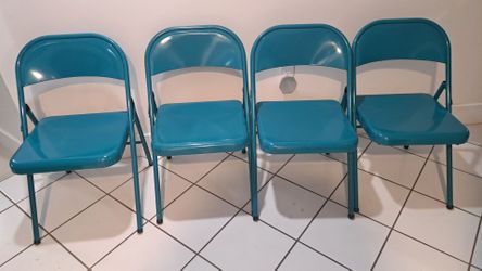 Set of 4 Teal_turquoise  Metal Folding Chairs