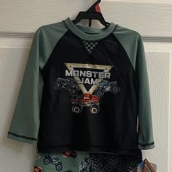 Brand New Boys Monster Jam Swim Set Size 2T Kids 