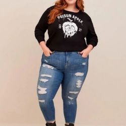 Disney Snow White and the Seven Dwarfs Poison Apple Black Lace Shoulder Sweatshirt