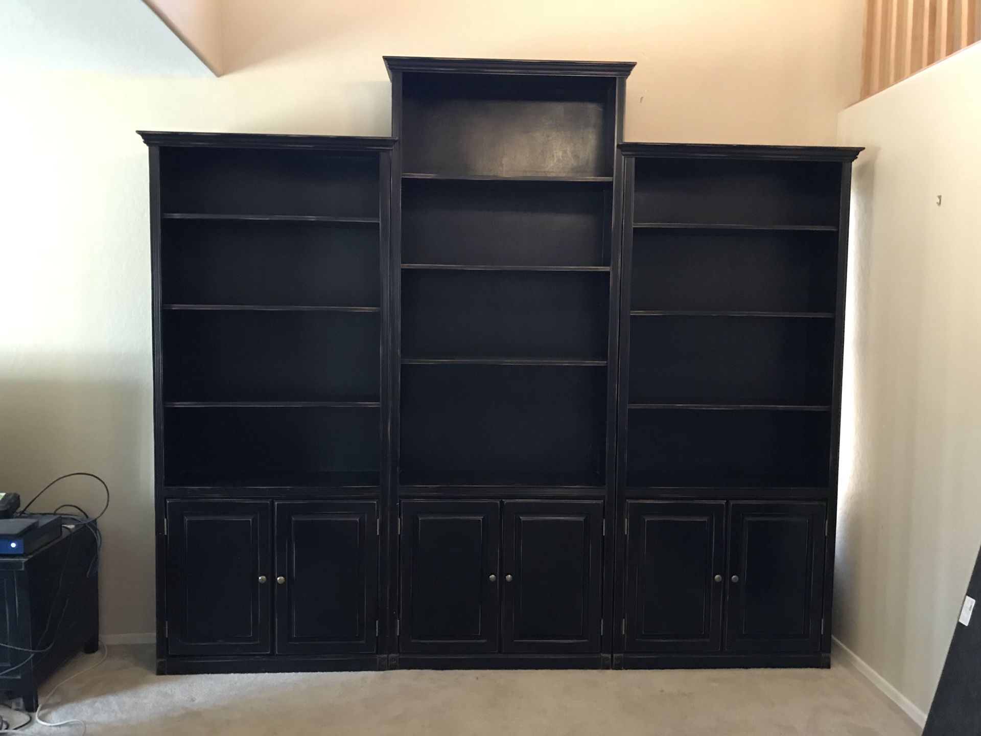 Bookcase, Bookshelves, with cabinets. Oak