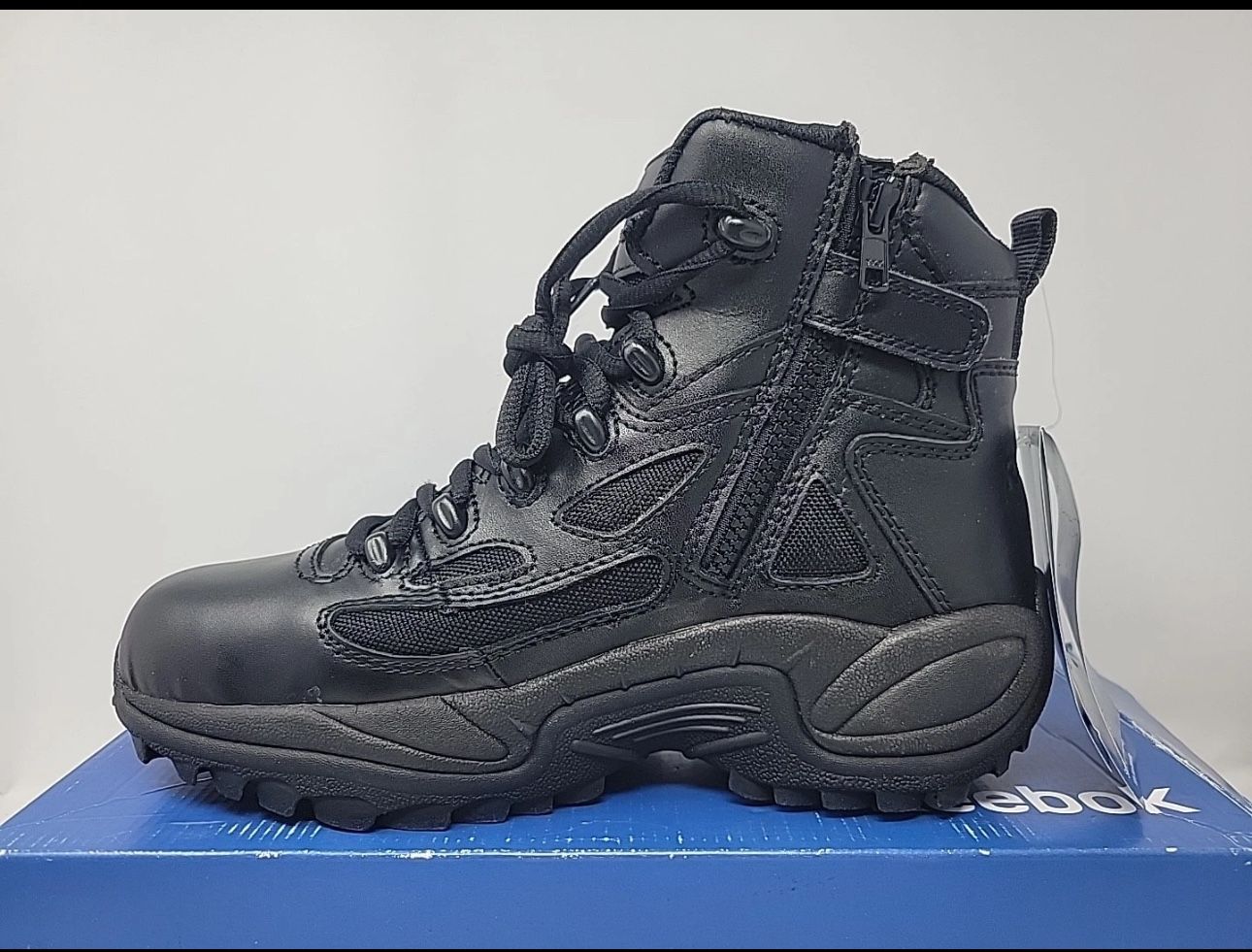Reebok Rapid Response Composite Toe Work Boots Mens 11 M Black Leather W Zipper . Never worn outside. Used for sizing as display. Tactical zipper and