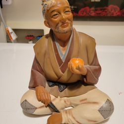 Vintage Japanese Hakata Fruit Farmer Handmade Ceramic Figurine.