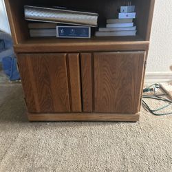 Rolling Wood Cabinet With Shelves