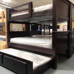 Triple Twin Size Bunk Bed With Mattress 
