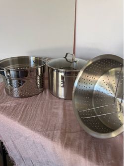 Calphalon Classic Stainless Steel 8 quart Stock Pot 4 pc with Steamer & Pasta Insert
