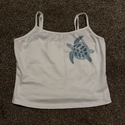 white turtle crop top