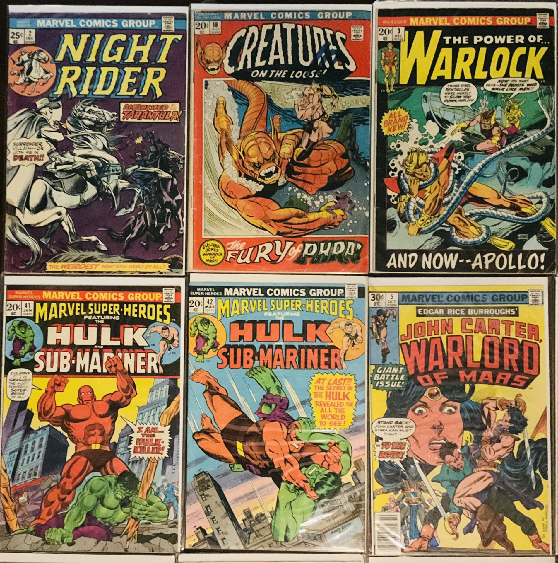 Vintage Marvel Comic Lot (23) Silver & Bronze Age Hulk Sub-Mariner Thor Dracula Warlock Man-Thing