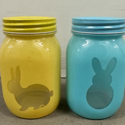 Happy Easter Rabbit Bunny Theme Mason Jars 5.5 in. x 3.25 in.