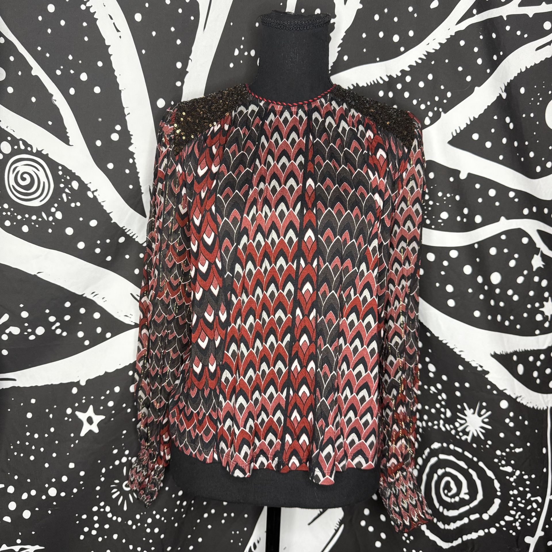 Anthropologie Bl-nk Sequin-Embellished Blouse size XXS new nwt