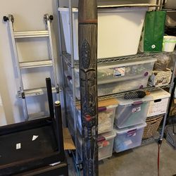 Wood African Tiki Totem Mask Art Statue 