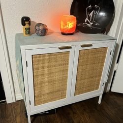 White & Rattan Cabinet