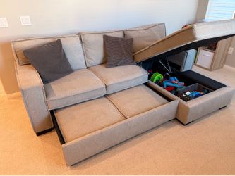 2 Piece Sectional Couch Sofa Grey Chaise turns into a bed