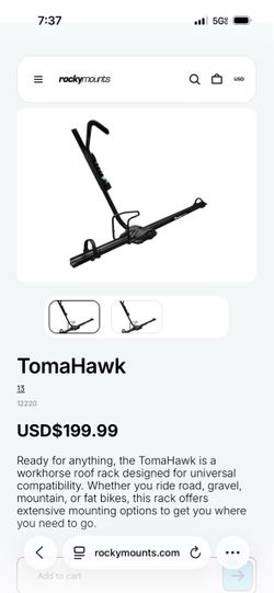 RockyMounts TomaHawk Roof Bike Rack