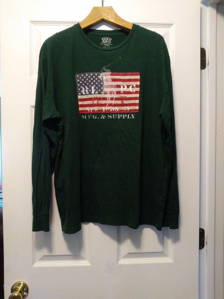 Polo Ralph Lauren Mens Pre-owned Green 100%cotton Long Sleeve T-shirt L