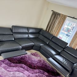 Leather recliner sofa theater style