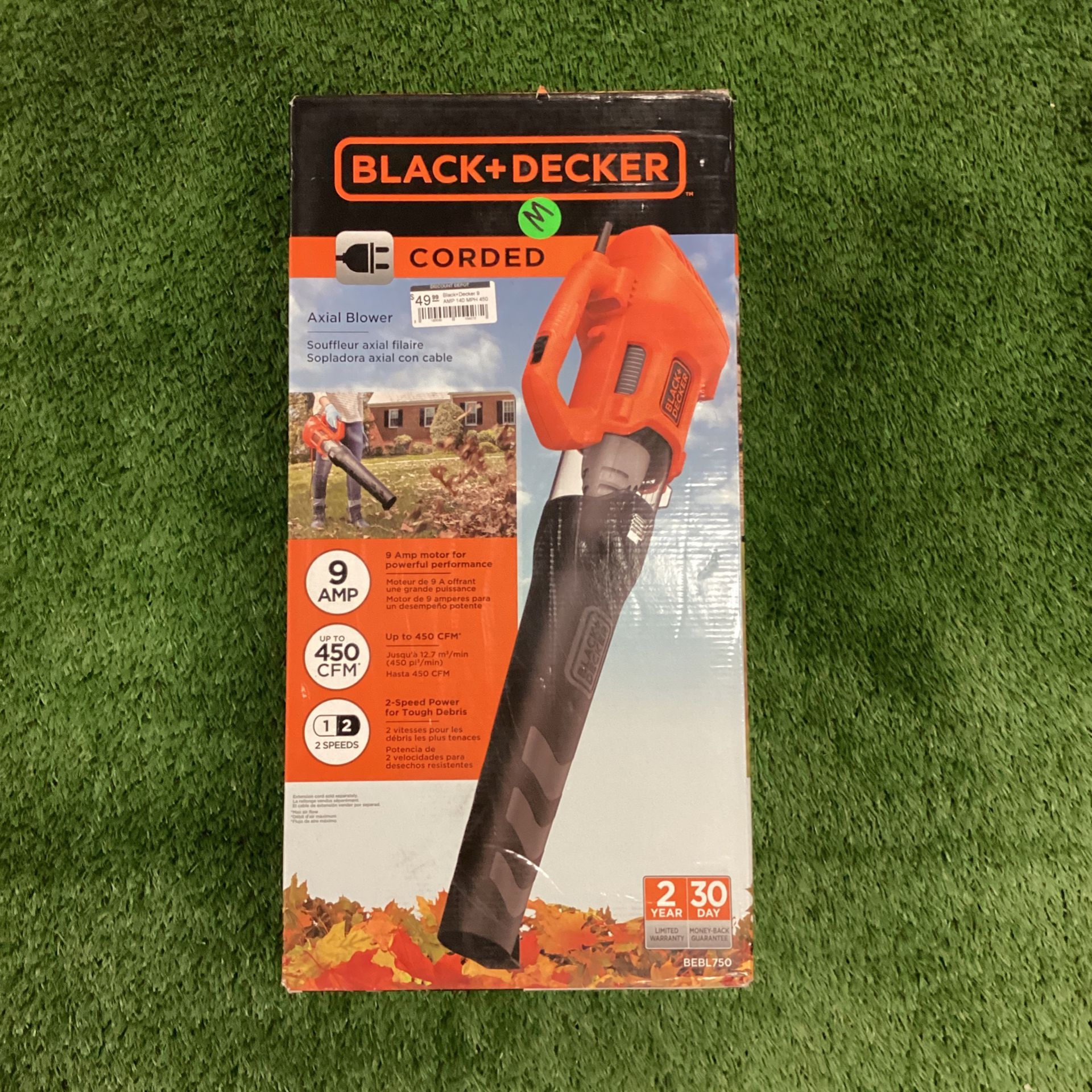Black & Decker BEBL750 9 Amp Electric Axial Leaf Blower