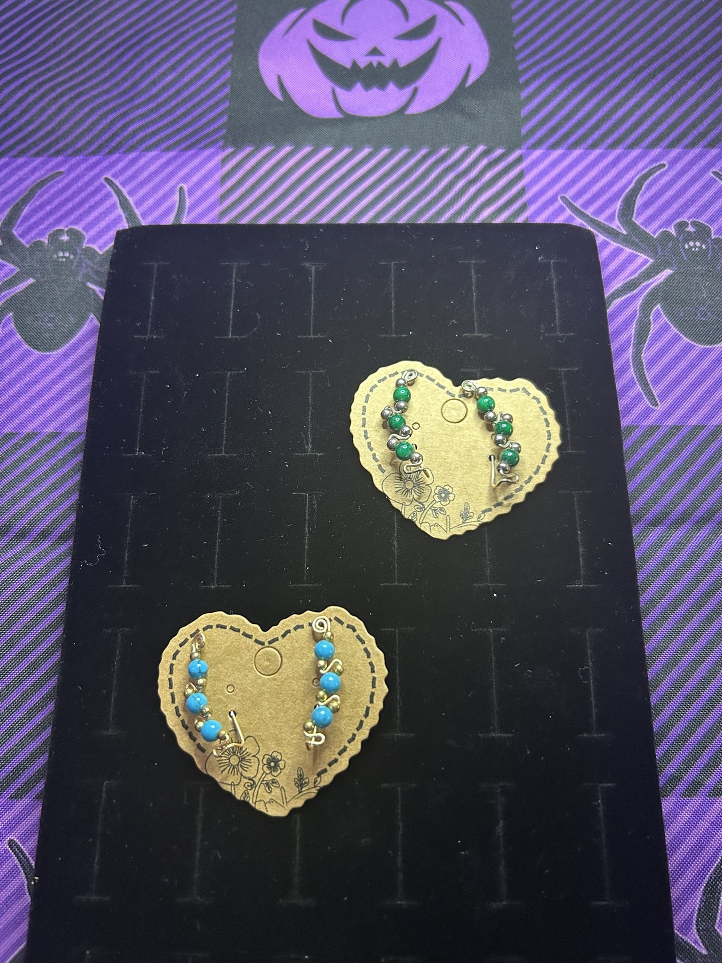 Push Up Green and Turquoise Earrings