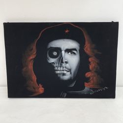 Che Guevara canvas Hand painted Half Skull Face Frame Black Velvet Art