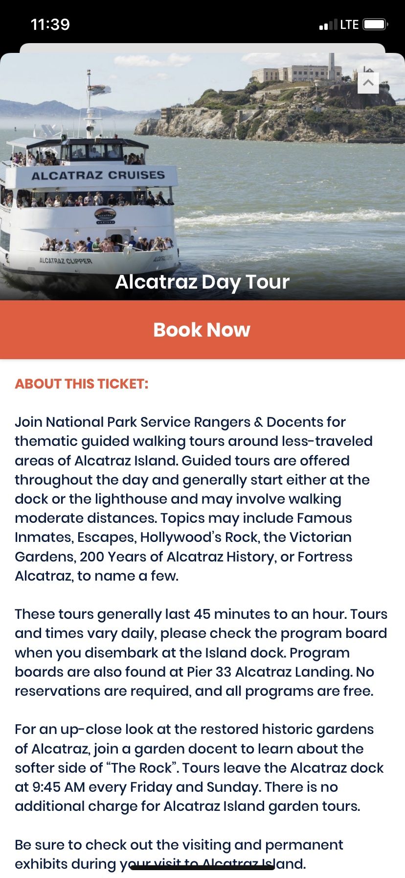 Alcantraz tickets 2-15 11 am one ticket