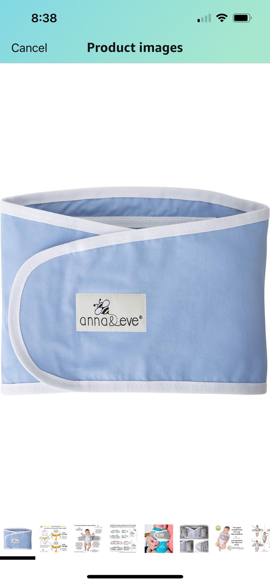 Anna & Eve® Baby Swaddle Strap for Newborns and Infants - 100% Cotton, New