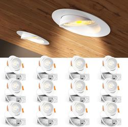 Amico 12 Pack 4 Inch 5CCT Gimbal LED Recessed Lighting. 360°&90° Adjustable Direction