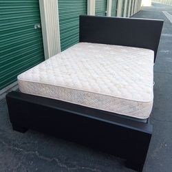 QUEEN BED FRAME WITH BOX SPRING AND MATTRESS