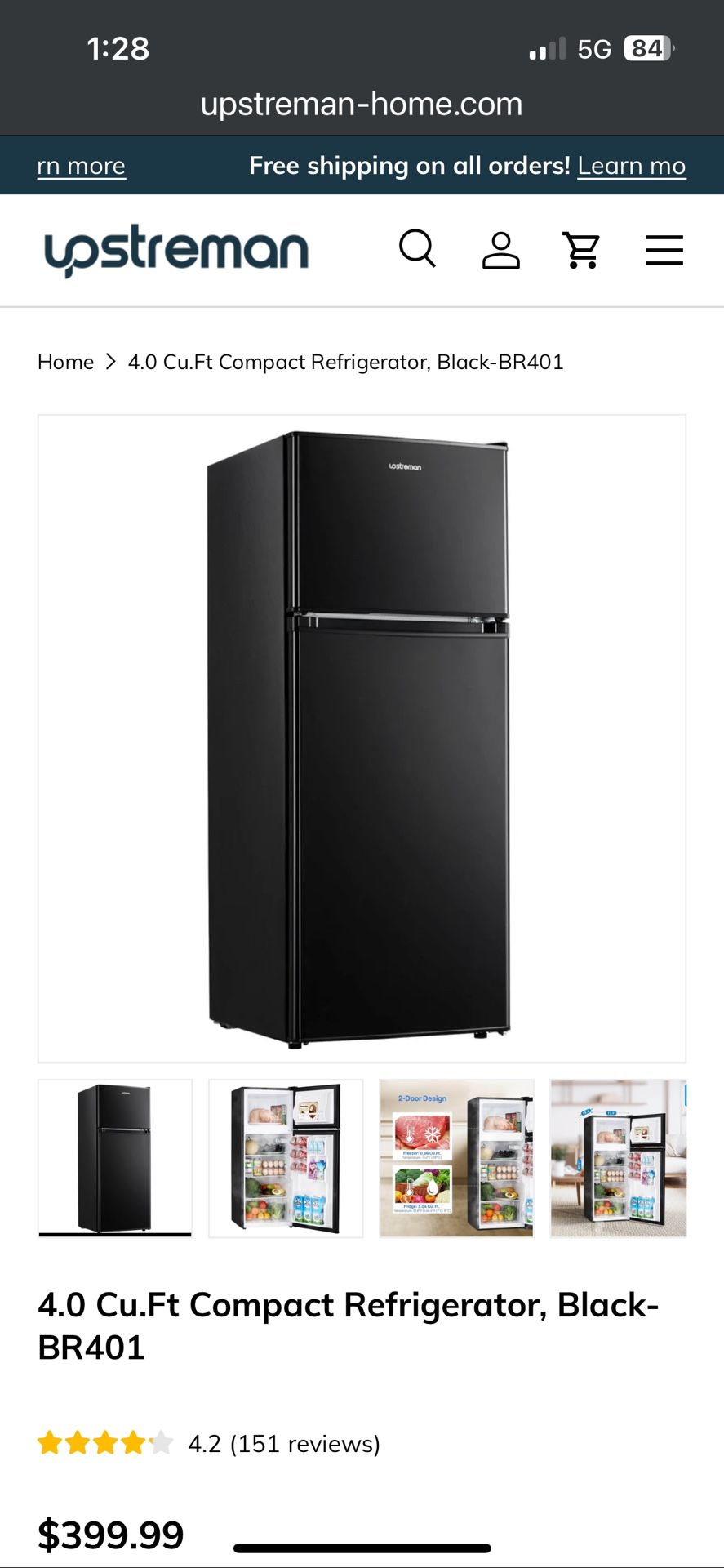 Mini Fridge 4 Cuft