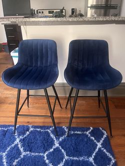 Blue Suede Bar Chairs