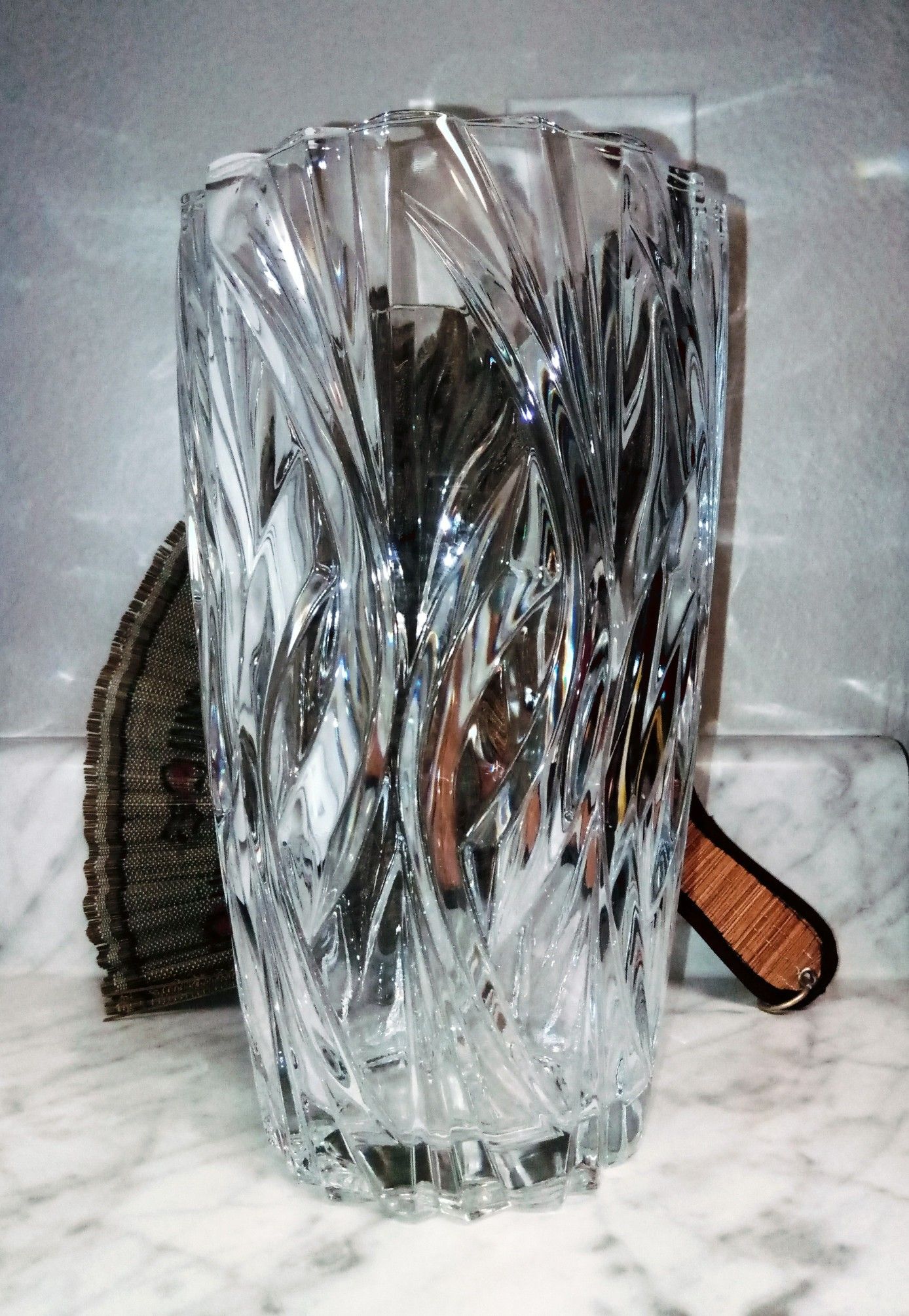 MIKASA Large Cut Lead Crystal Vase.