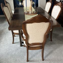 Wood Dining Room Table and 6 Stanley Furniture Chairs