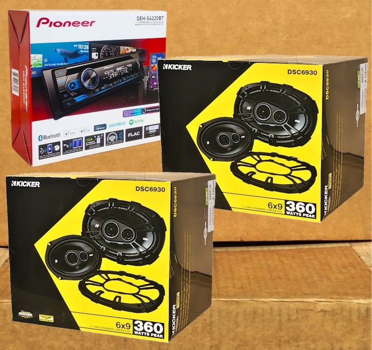 Pioneer Car Stereo Bluetooth USB Auxiliary CD Kicker 6x9" 3-Way Coaxial Speaker System 720 Watts Package 🚨 Payment Options Avai🚨 No Credit Needed 🚨