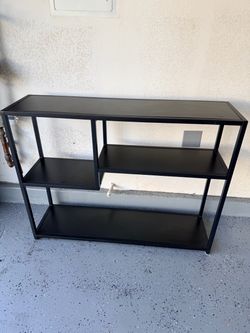Modern Black Metal Open Bookshelf Console Unit