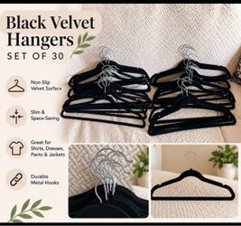 Black Velvet Hangers Set of 30