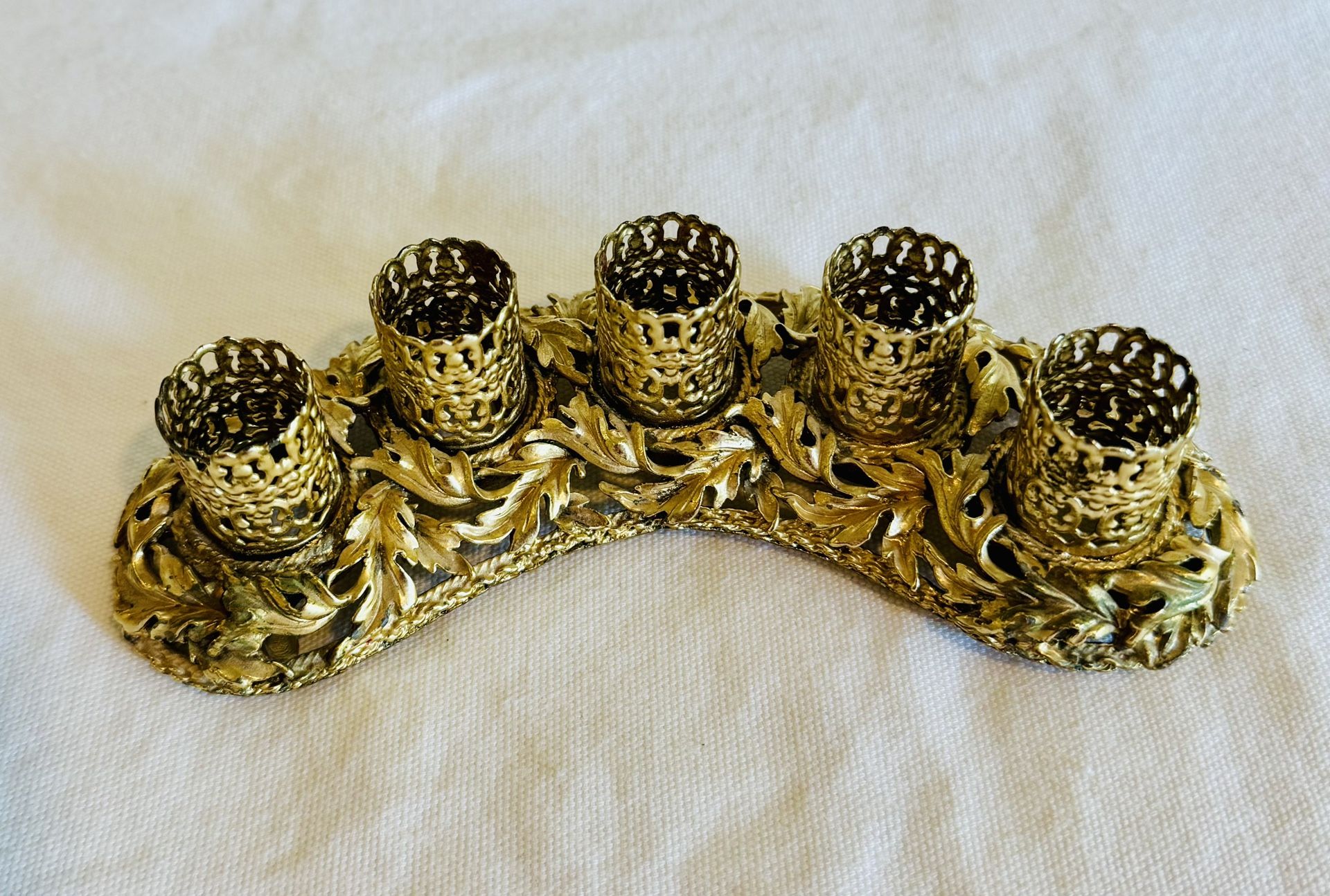 Vintage Hollywood regency ormolu lipstick holder
